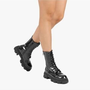 NIB Dream Pairs Black Lace-Up Zip Combat Boots 11